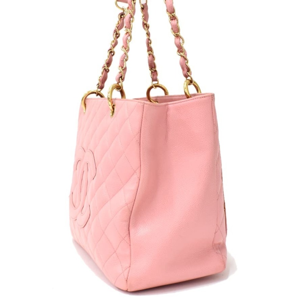 Chanel Shoulder Pink Caviar Mark Chain Bag GST Tote Skin Coco